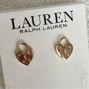 Lauren Ralph Lauren Gold Heart Lock Earrings